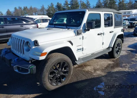 2023 Jeep Wrangler 4Xe Sahara 4X4 z USA, uszkodzony, nr VIN 1C4JJXP67PW686095